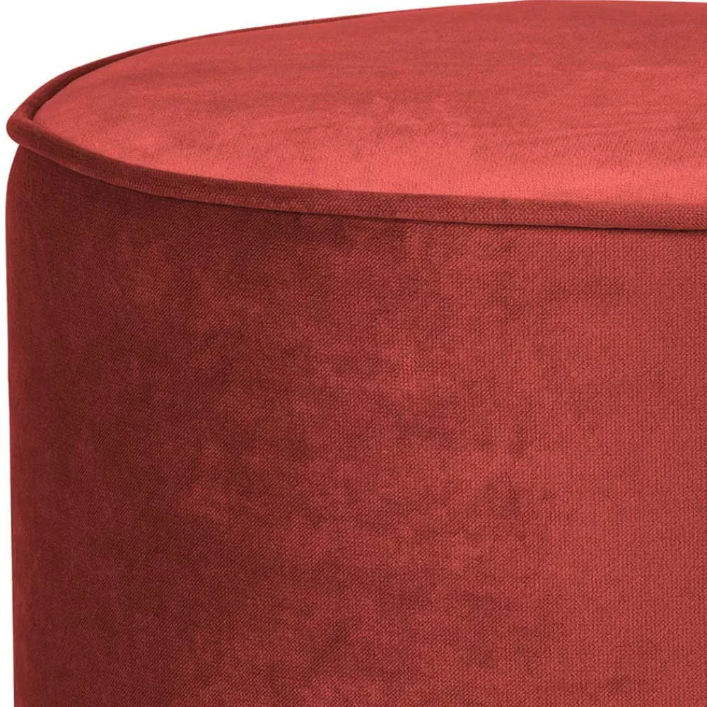 Wohnen Hocker<46x46x46 Samthocker im Retro Style in Rot - Colin