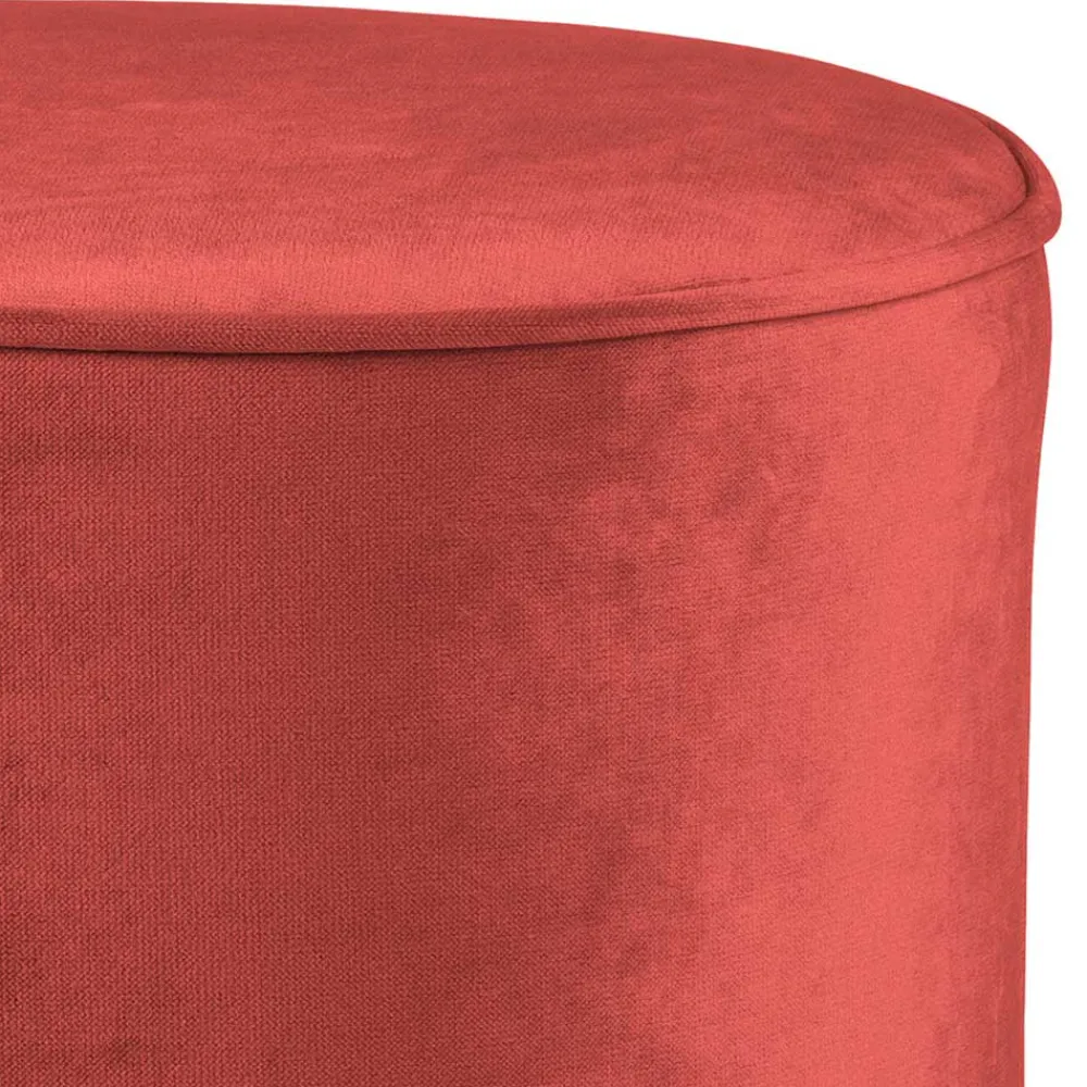 Wohnen Hocker<46x46x46 Samthocker im Retro Style in Rot - Colin