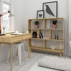 Wohnen Regale<122x126x29 Scandi Standregal in Natur - Jendren