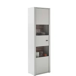 Wohnen Vitrinen<61x206x37 Schmale Vitrine mit Metallgriff - Varzino