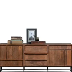 Wohnen Tv & Hifi-Möbel|Lowboards<140x54x42 Schrank aus Mango Holz mit Bügelgestell - Stuva