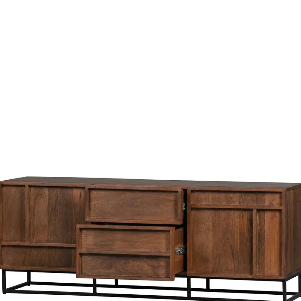 Wohnen Tv & Hifi-Möbel|Lowboards<140x54x42 Schrank aus Mango Holz mit Bügelgestell - Stuva