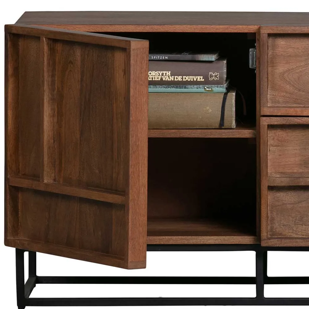 Wohnen Tv & Hifi-Möbel|Lowboards<140x54x42 Schrank aus Mango Holz mit Bügelgestell - Stuva