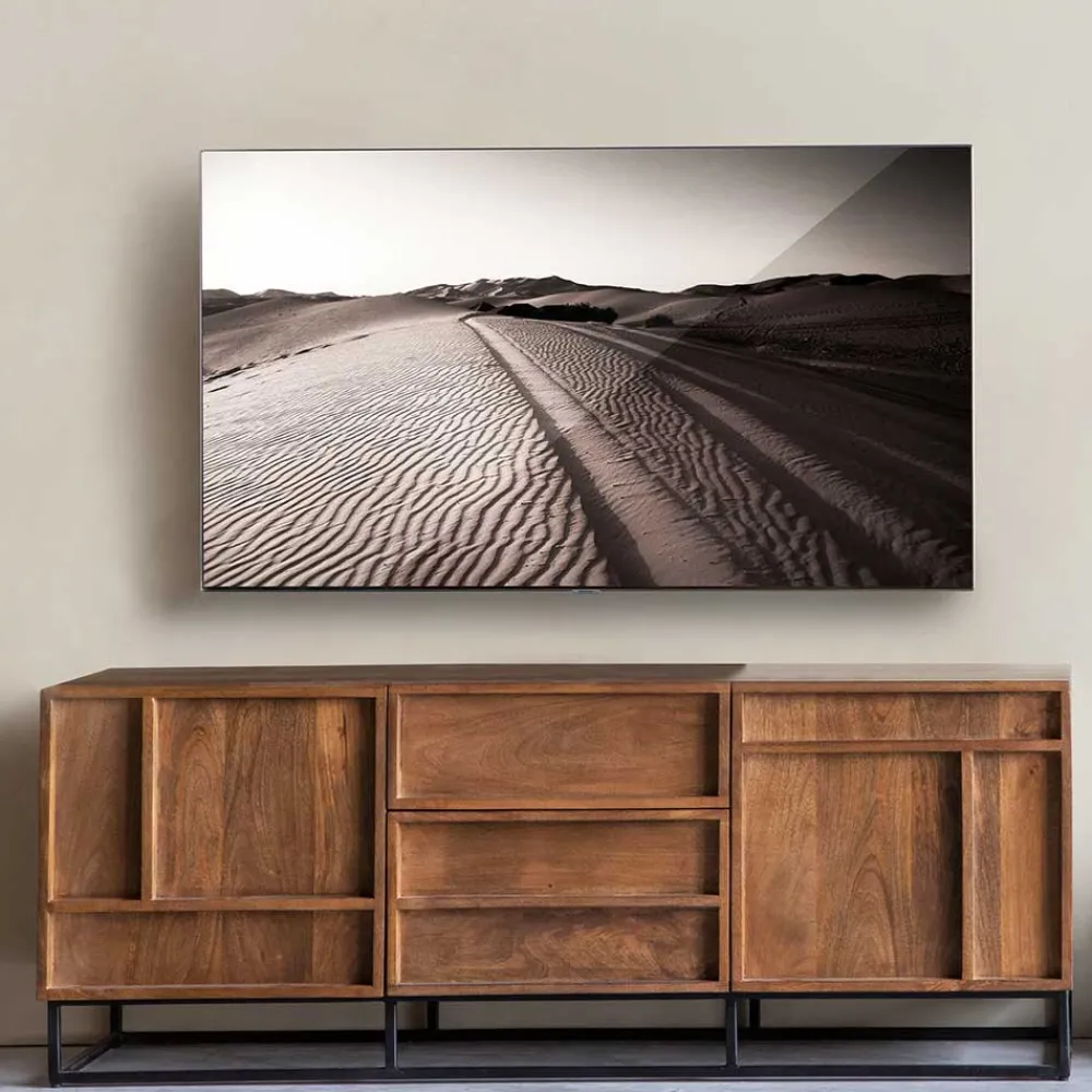 Wohnen Tv & Hifi-Möbel|Lowboards<140x54x42 Schrank aus Mango Holz mit Bügelgestell - Stuva