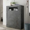 Wohnen Highboards<110x144x43 Schrank in Dunkelgrau Dekor - Zita