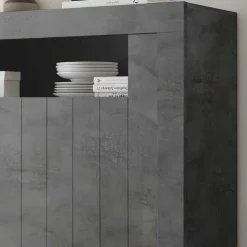 Wohnen Highboards<110x144x43 Schrank in Dunkelgrau Dekor - Zita