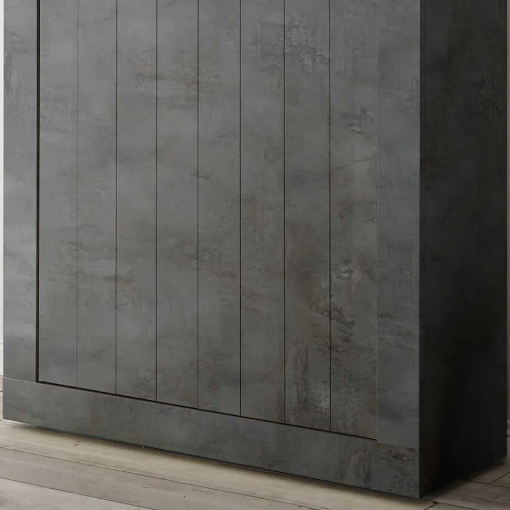 Wohnen Highboards<110x144x43 Schrank in Dunkelgrau Dekor - Zita