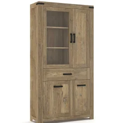 Wohnen Vitrinen<110x200x40 Schrank in Eiche Dunkel - Yoziska