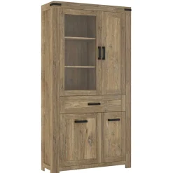 Wohnen Vitrinen<110x200x40 Schrank in Eiche Dunkel - Yoziska