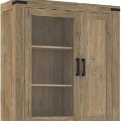Wohnen Vitrinen<110x200x40 Schrank in Eiche Dunkel - Yoziska