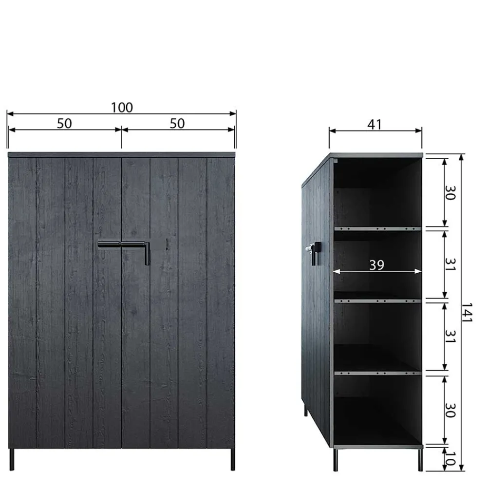 Wohnen Schränke<100x141x42 Schrank mit Doppeltür - Ambriosso