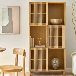 Wohnen Schränke<85x170x43 Schrank mit drei Lamellen Türen - Azuro
