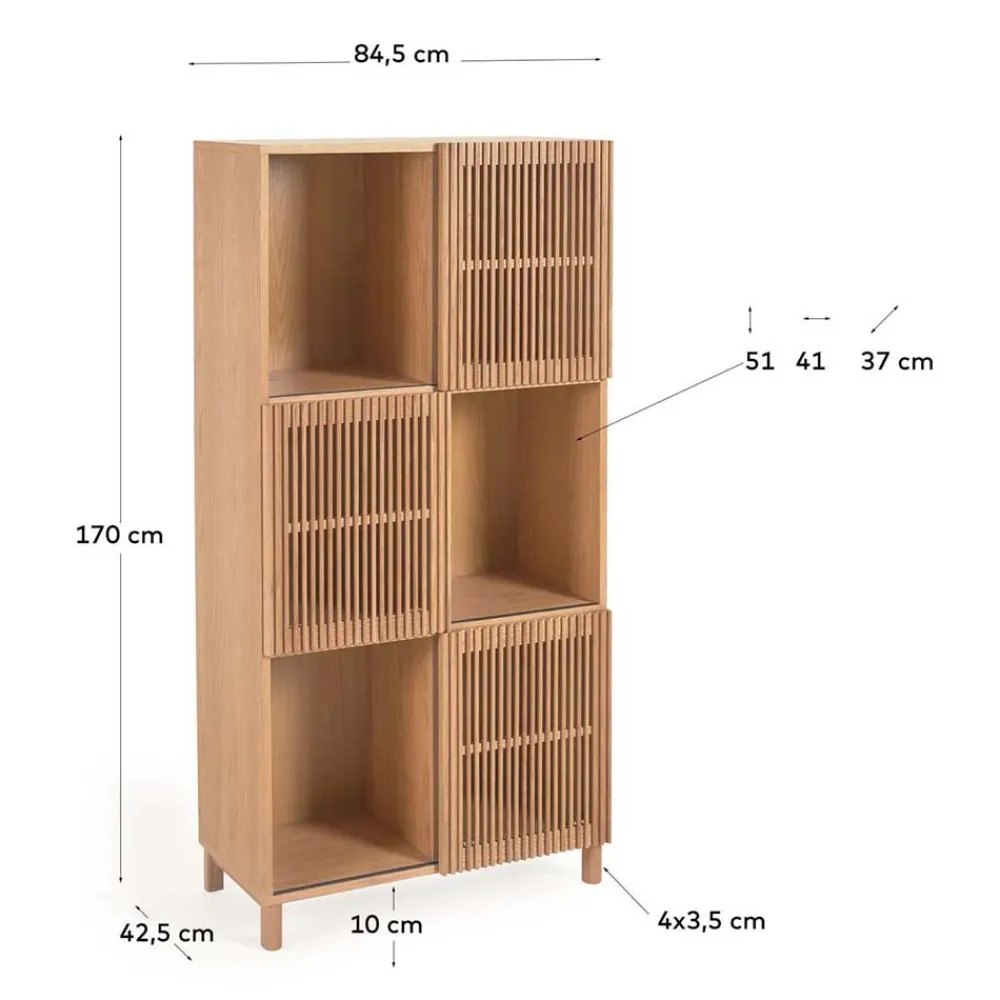 Wohnen Schränke<85x170x43 Schrank mit drei Lamellen Türen - Azuro