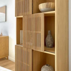 Wohnen Schränke<85x170x43 Schrank mit drei Lamellen Türen - Azuro