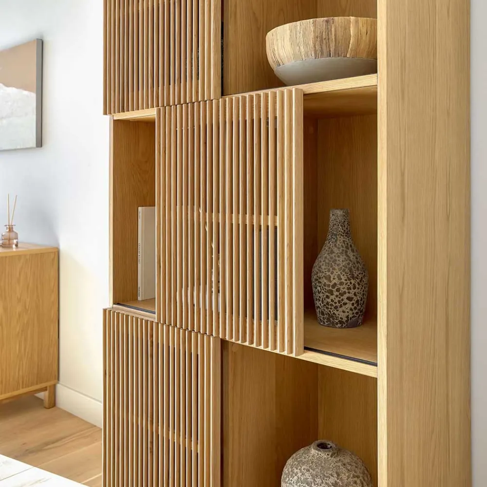 Wohnen Schränke<85x170x43 Schrank mit drei Lamellen Türen - Azuro