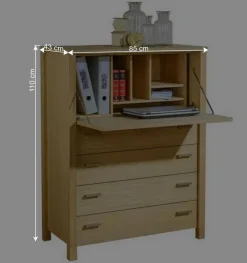 Wohnen Tische<85x110x43 Schrank mit Schreibklappe - Settsura