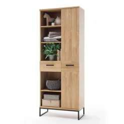 Wohnen Vitrinen<76x196x38 Schrank mit Tür & Schublade - Truvisas