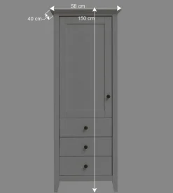 Wohnen Vitrinen<58x150x40 Schrank mit Tür und drei Schubladen - Astinion