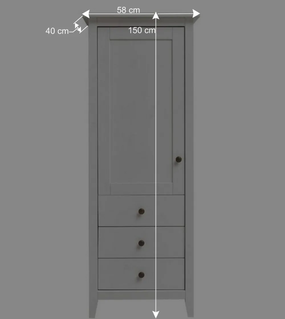 Wohnen Vitrinen<58x150x40 Schrank mit Tür und drei Schubladen - Astinion