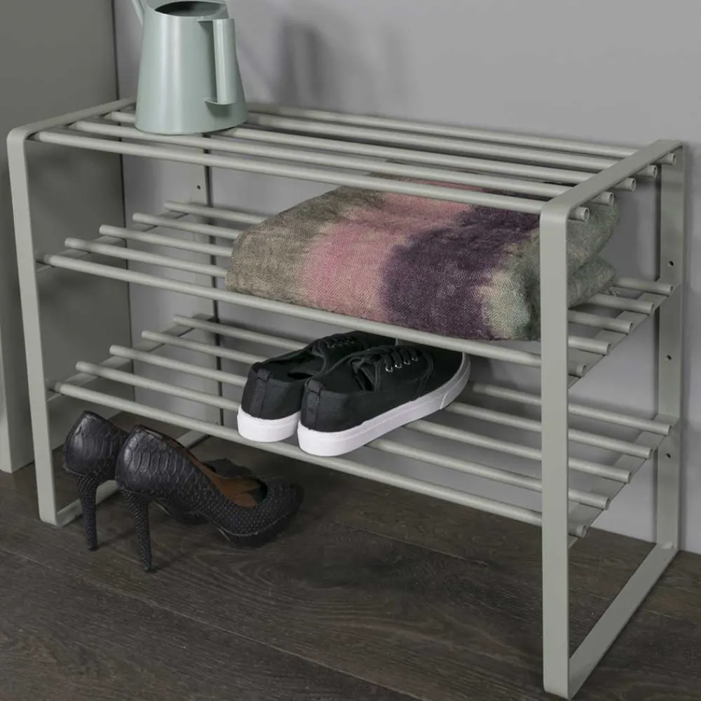 Wohnen Regale<70x49x29 Schuhregal aus Stahl in Graugrün - Citro