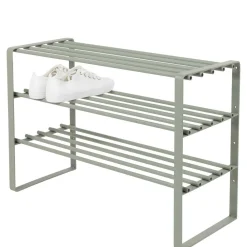 Wohnen Regale<70x49x29 Schuhregal aus Stahl in Graugrün - Citro