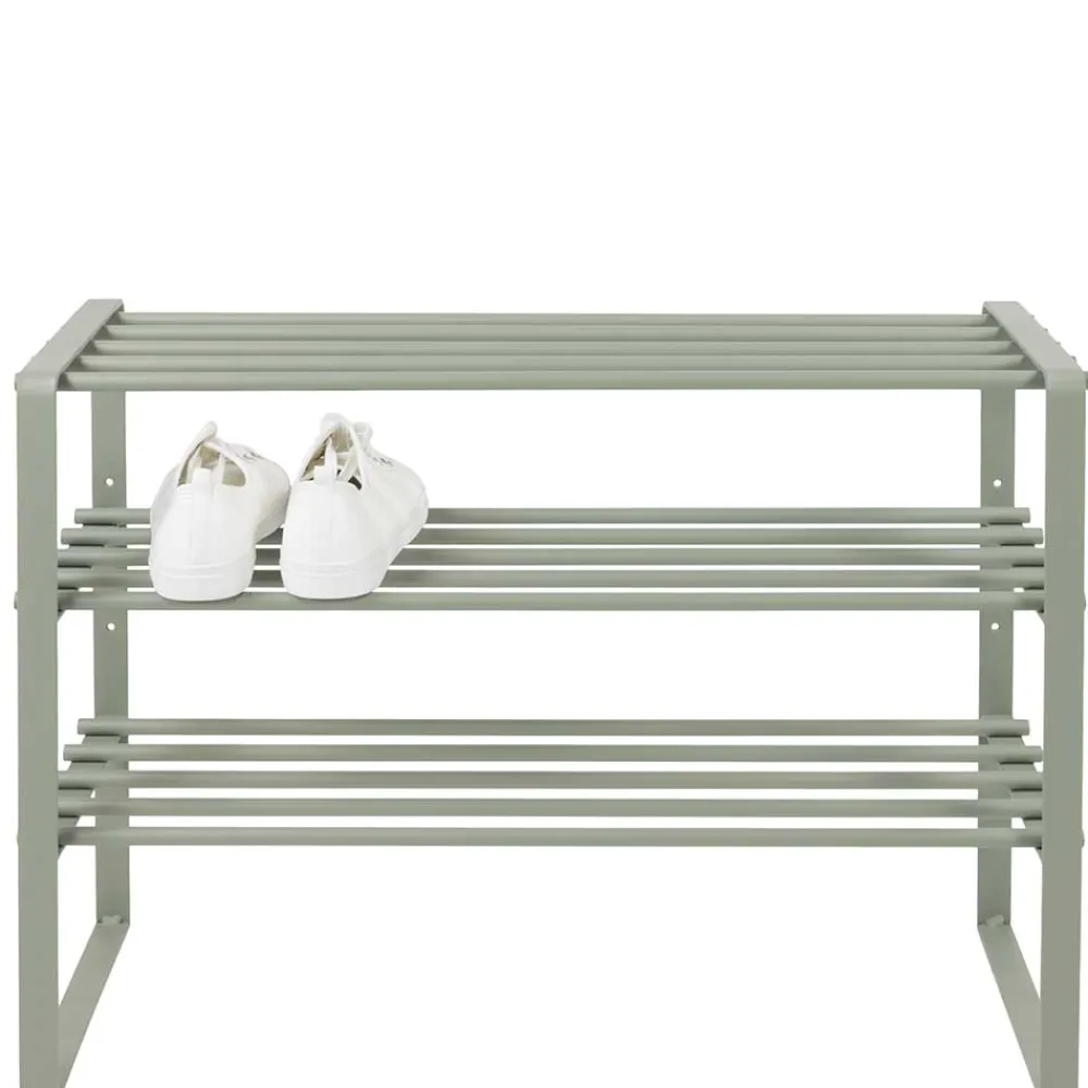 Wohnen Regale<70x49x29 Schuhregal aus Stahl in Graugrün - Citro