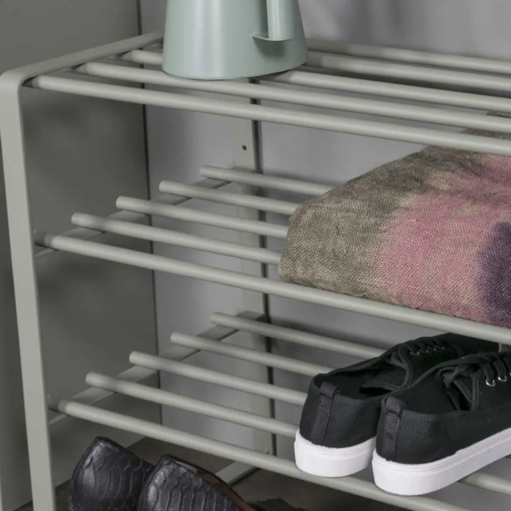 Wohnen Regale<70x49x29 Schuhregal aus Stahl in Graugrün - Citro