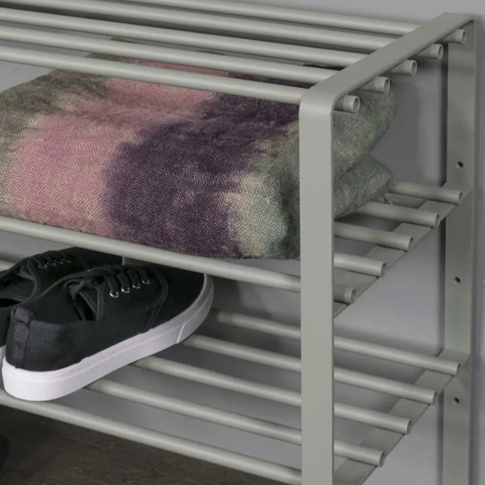 Wohnen Regale<70x49x29 Schuhregal aus Stahl in Graugrün - Citro