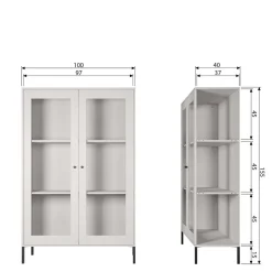 Wohnen Highboards|Vitrinen<100x155x40 Schwarze Vitrine mit Doppeltür - Neptunus