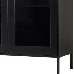 Wohnen Highboards|Vitrinen<100x155x40 Schwarze Vitrine mit Doppeltür - Neptunus