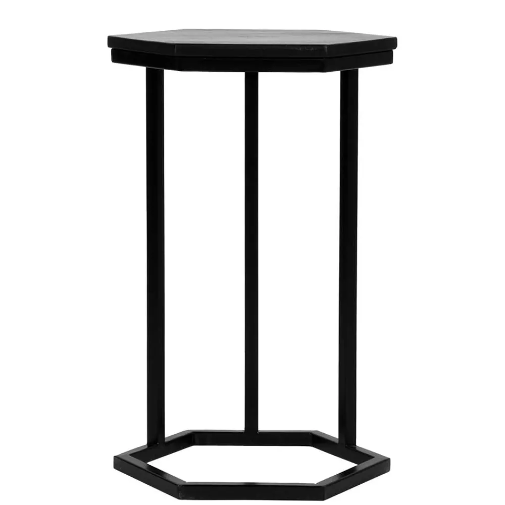 Wohnen Tische<40x62x40 Sechseck Beistelltisch in Schwarz - Palium