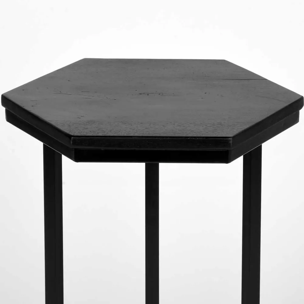 Wohnen Tische<40x62x40 Sechseck Beistelltisch in Schwarz - Palium