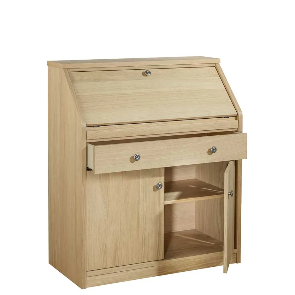 Wohnen Tische<88x101x44 Sekretär mit Eiche Furnier - Bruce