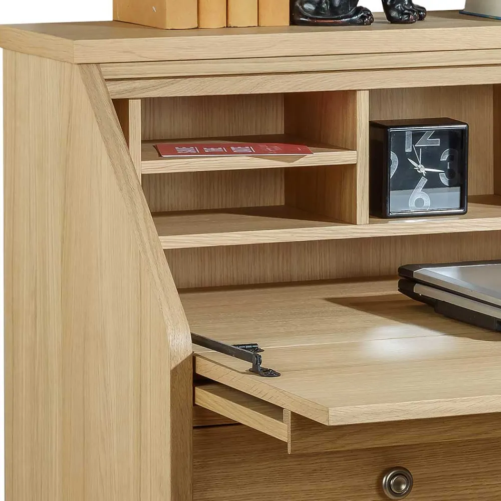 Wohnen Tische<88x101x44 Sekretär mit Eiche Furnier - Bruce