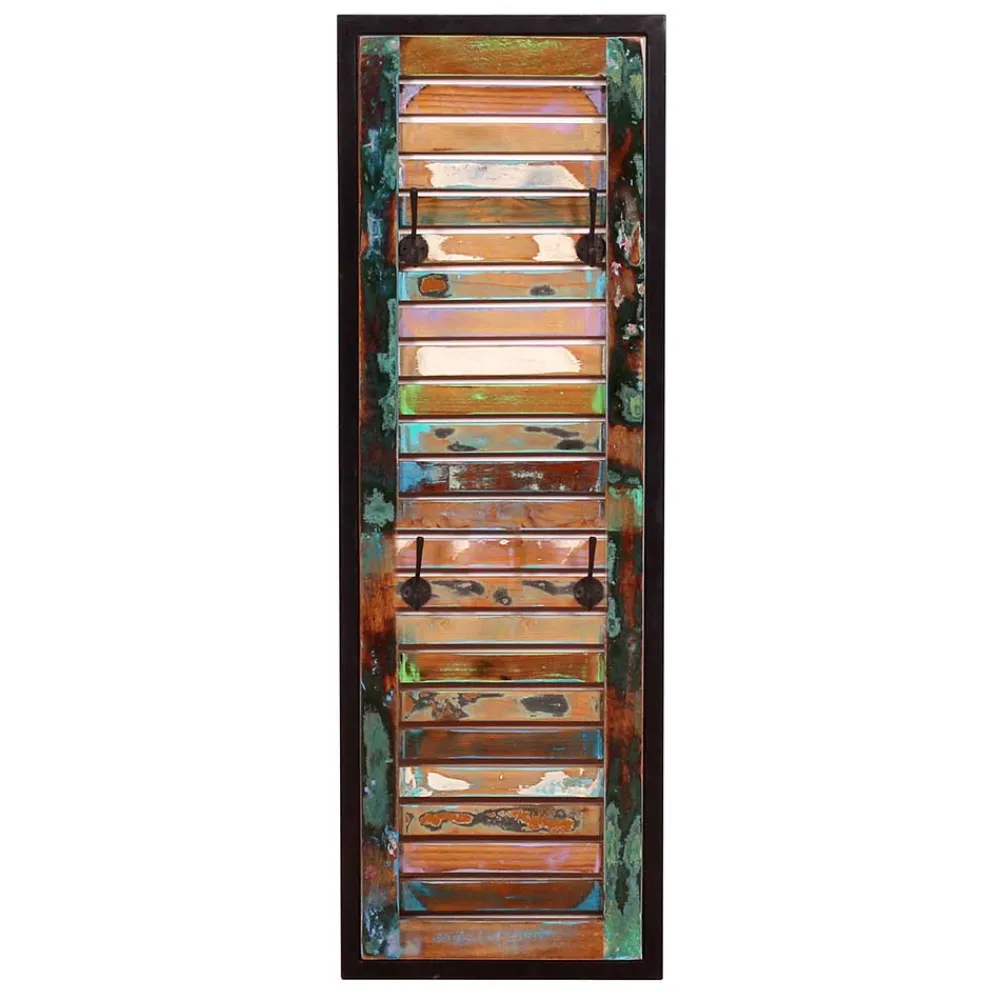 Wohnen Garderoben<33x99x8 Shabby Chic Garderobenpaneel mit 4 Haken - Vosbadus