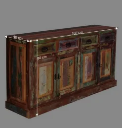 Wohnen Sideboards<160x80x40 Shabby Chic Sideboard auf Sockel - Jamaica