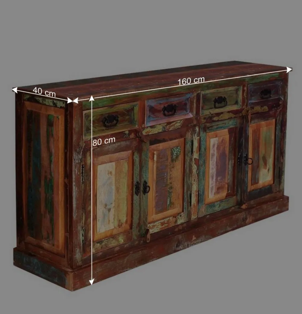 Wohnen Sideboards<160x80x40 Shabby Chic Sideboard auf Sockel - Jamaica