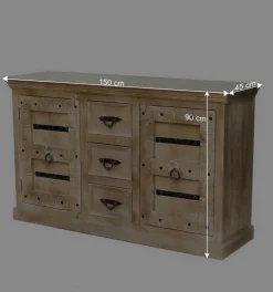Wohnen Sideboards<150x90x45 Shabby Chic Sideboard in Grey Wash - Abid