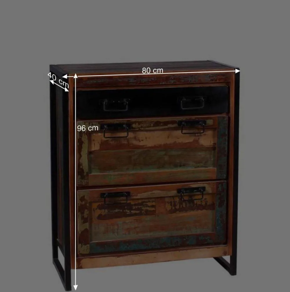Wohnen Kommoden<80x96x40 Shabby Schuhschrank mehrfarbig - Ensley