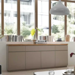 Wohnen Sideboards<200x86x40 Sideboard Anrichte in Taupe & Akazie - Anja