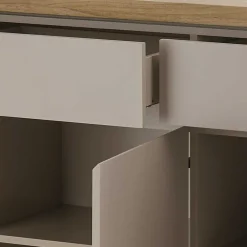 Wohnen Sideboards<200x86x40 Sideboard Anrichte in Taupe & Akazie - Anja