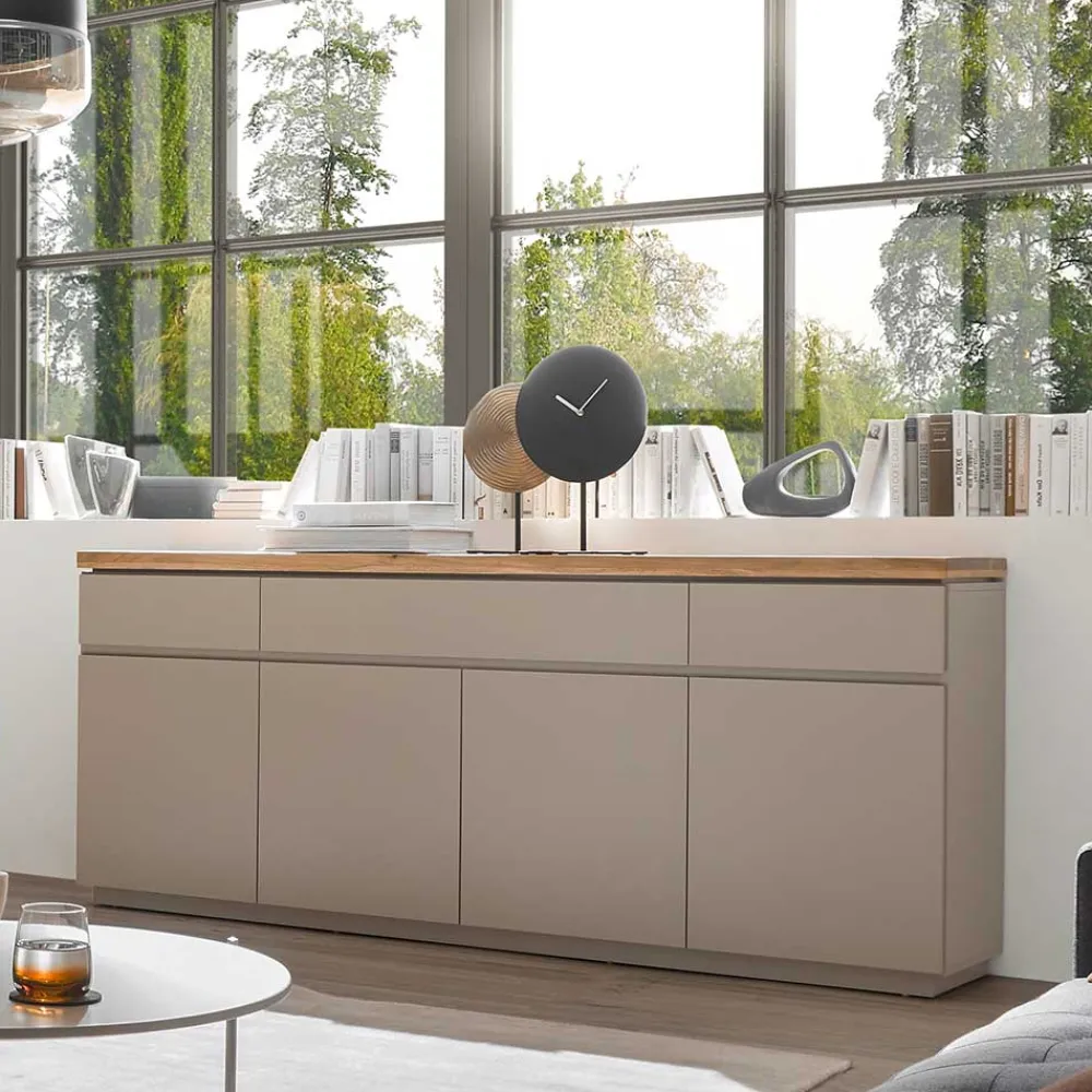 Wohnen Sideboards<200x86x40 Sideboard Anrichte in Taupe & Akazie - Anja