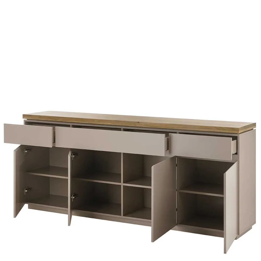 Wohnen Sideboards<200x86x40 Sideboard Anrichte in Taupe & Akazie - Anja