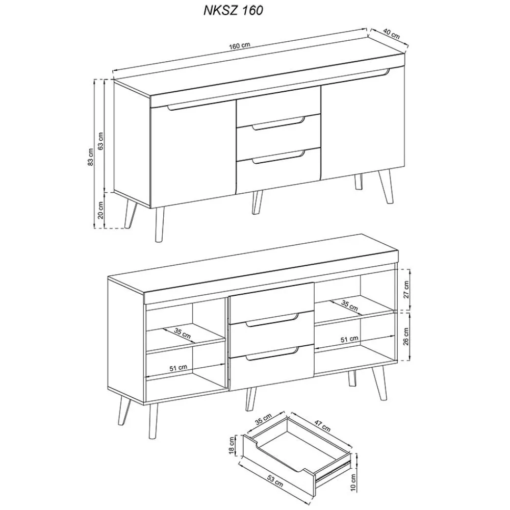 Wohnen Sideboards<160x83x40 Sideboard im Skandi Chic modern - Olcian