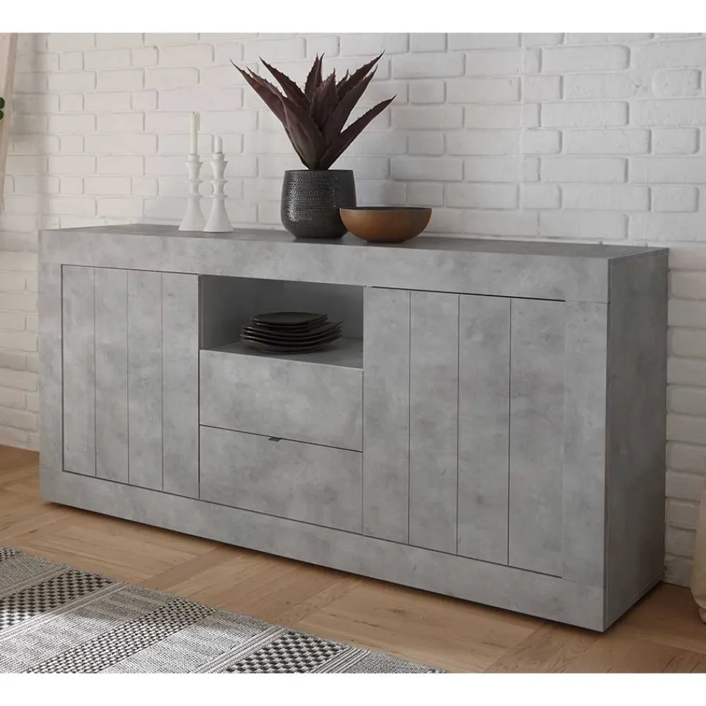 Wohnen Sideboards<184x86x43 Sideboard in Beton Nachbildung - Lary