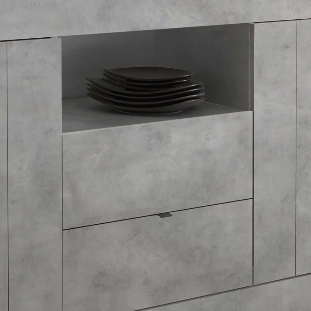 Wohnen Sideboards<184x86x43 Sideboard in Beton Nachbildung - Lary