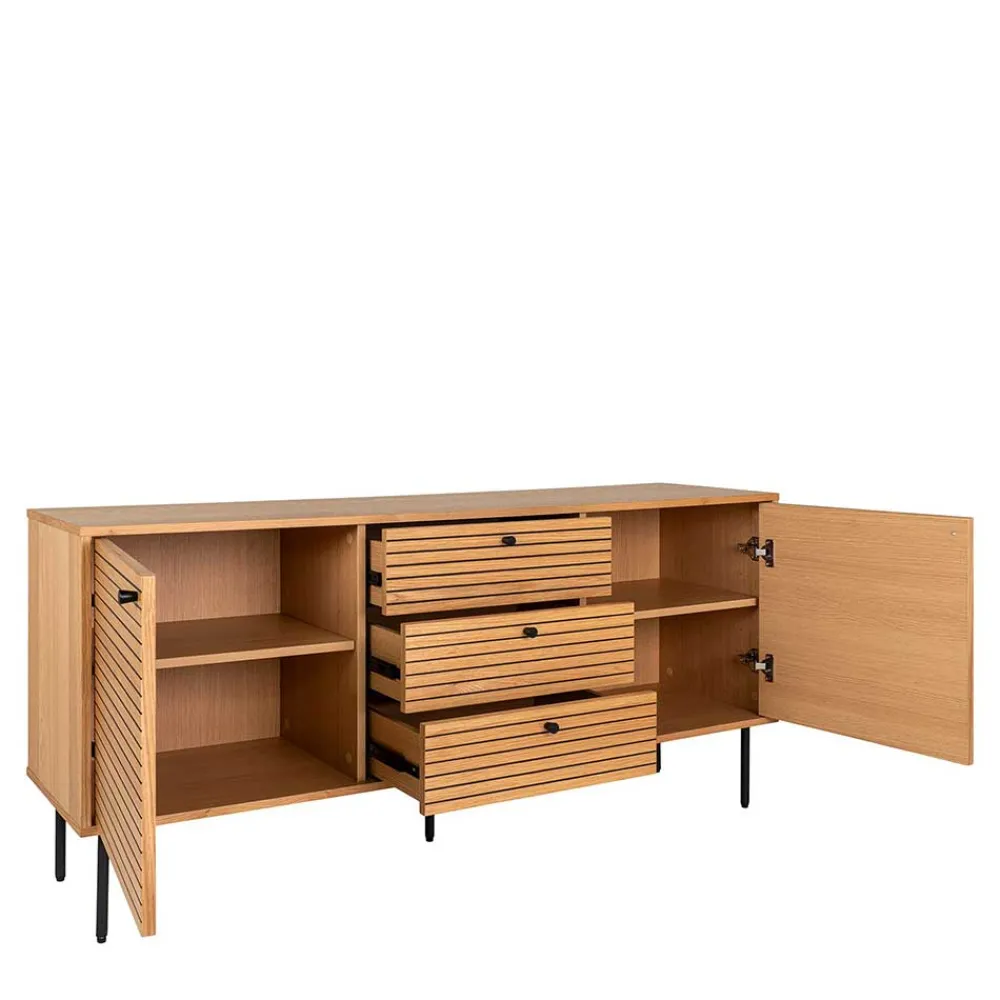 Wohnen Sideboards<150x75x40 Sideboard in Eiche Natur Furnier - Virona