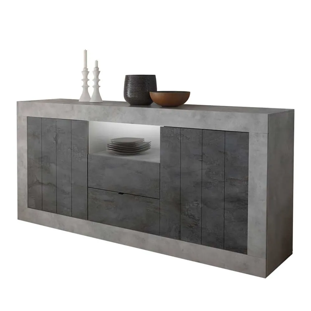 Wohnen Sideboards<184x86x43 Sideboard in Grau zweifarbig - Faith