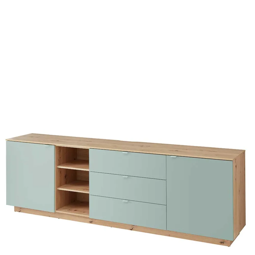 Wohnen Sideboards<240x77x44 Sideboard in Graugrün und Wildeiche - Yoan