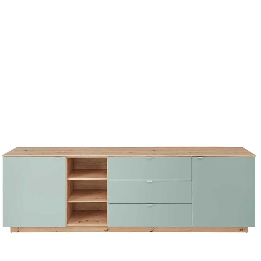 Wohnen Sideboards<240x77x44 Sideboard in Graugrün und Wildeiche - Yoan